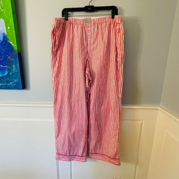 J. Crew 100% Cotton Poplin Crisp Holiday Pajamas Candy Cane Stripe XXL - Picture 8 of 11